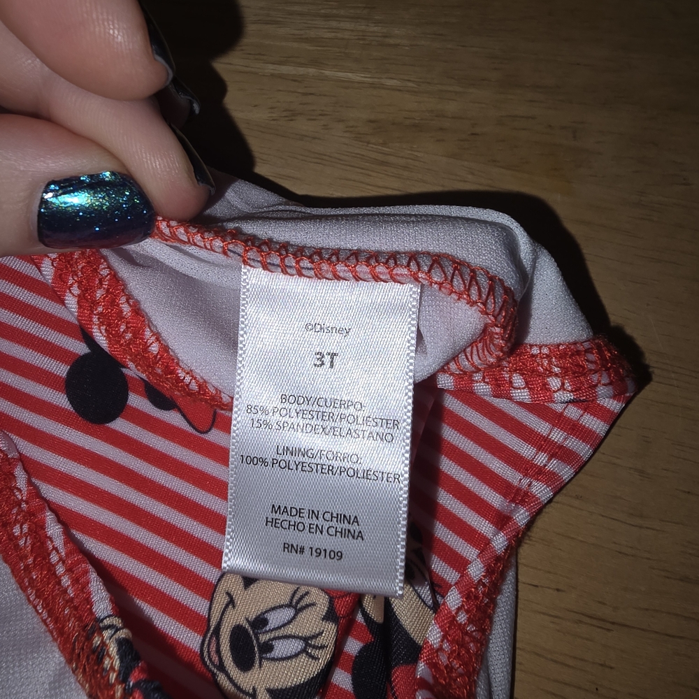 Disney Red and White Minnie Mouse Striped Swimsuit - Picture 6 of 8
